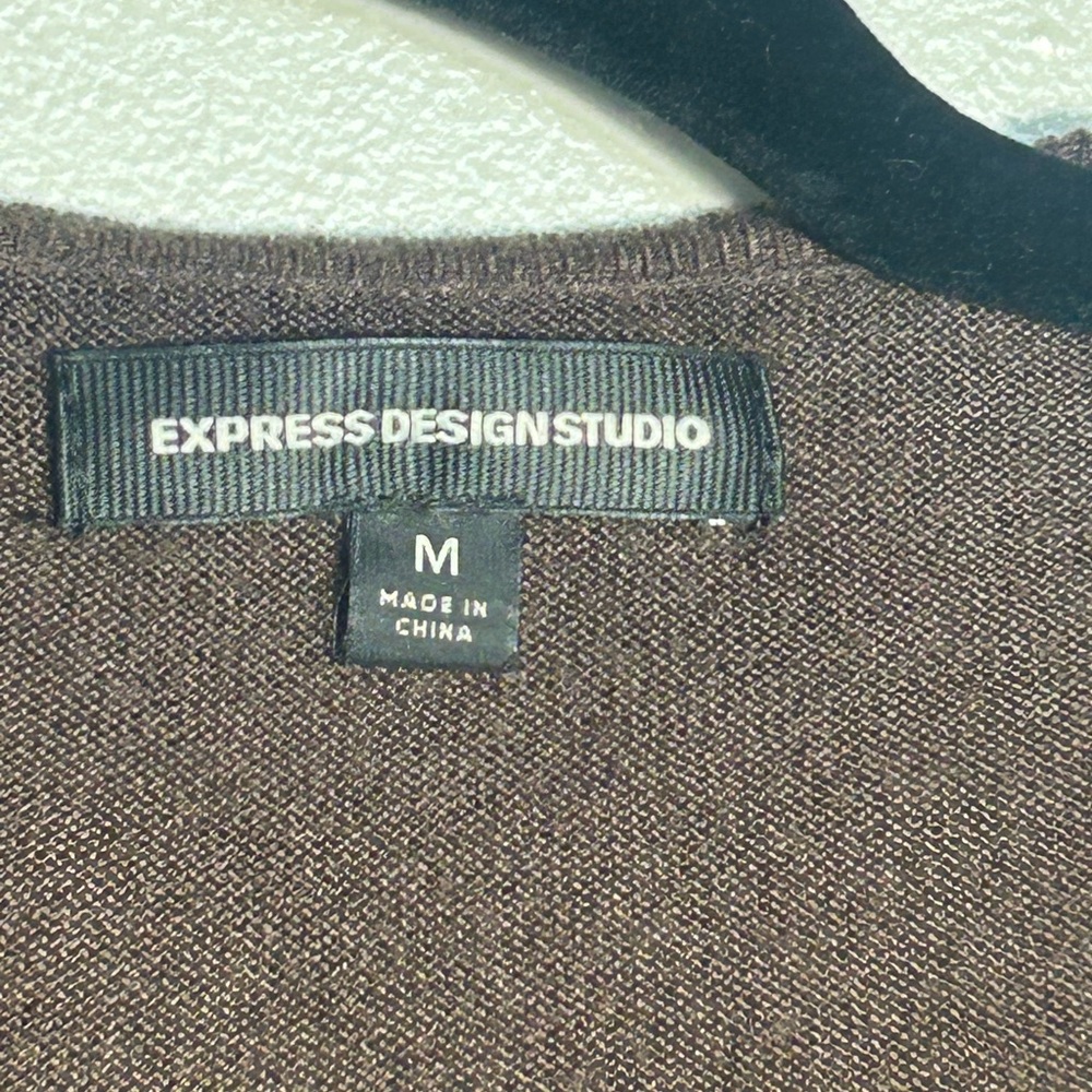 Express Design Studio Brown Ruffle Open Front Car… - image 4